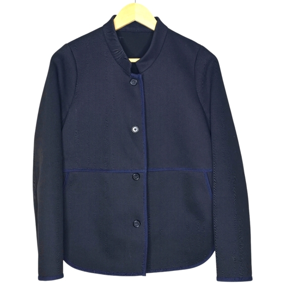 J. Crew Black and Navy Blue Tipped Twill Jacket - Picture 1 of 11